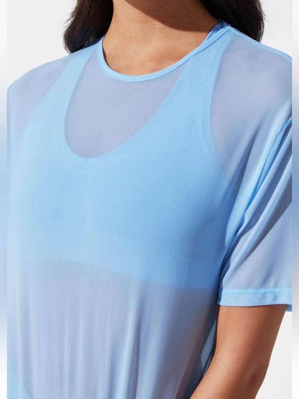 NWOT Noli Mesh Flow Tee - Sky, size S - Picture 2 of 11